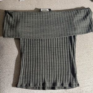 Express Off-Shoulder Ribbed Sweater